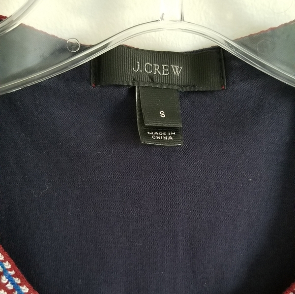 J. Crew navy cotton sleeveless top red blue trim v-neck - Picture 3 of 7